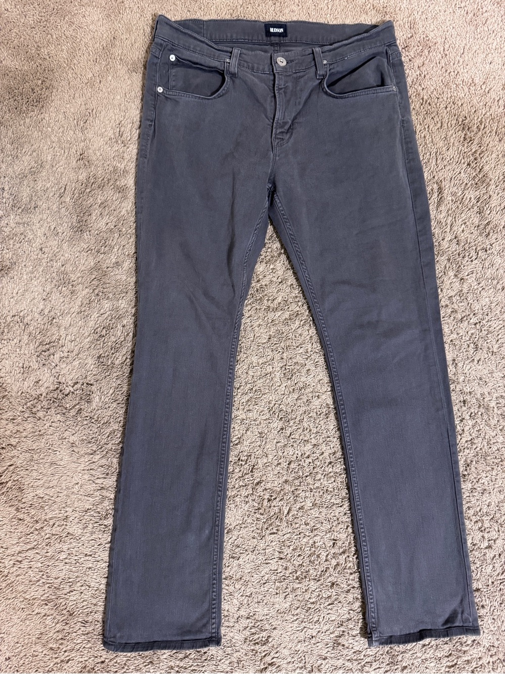 Hudson Byron Five Straight Jeans Mens Gray Stretch 34 x 34 Casual Skater Rocker